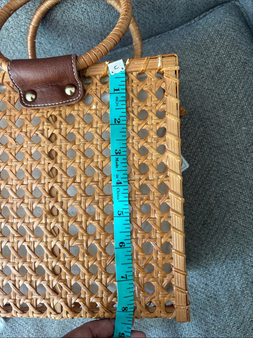 Rachel Ashwell Tan Woven Rattan Circle-Handle Tote - Picture 8 of 11